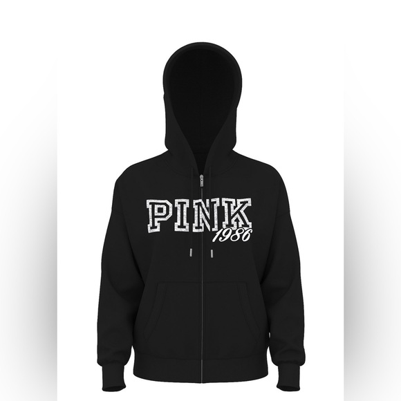 PINK VICTORIAS SECRET CAMPUS FLEECE FULL-ZIP HOODIE - Picture 4 of 6